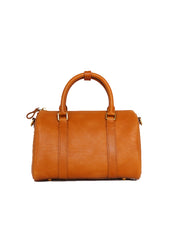 Womens Brown Leather Boston Handbag Vintage Boston Crossbody Bag Shoulder Bag for Ladies