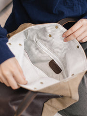 canvas leather handbags​ Canvas Tote Bags Khaki&Coffee Canvas Leather Handbag Womens Canvas Leather Tote Bags for Men