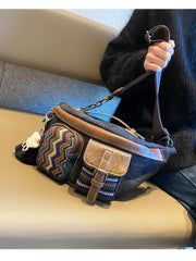 Canvas Boho Sling Bag Womens Crossbody Backpack Canvas Boho Embroidery Waist Bag - Feltify