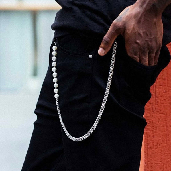 Pearl Wallet Chain Ball Wallet Chain Long - Back View