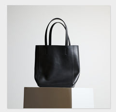 Womens Black Leather Vertical Tote Purse Womens Tote Shopper Shoulder Bag for Ladies