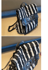 Black$White Denim Backpack Bag Womens Denim Backpack Purse - Feltify