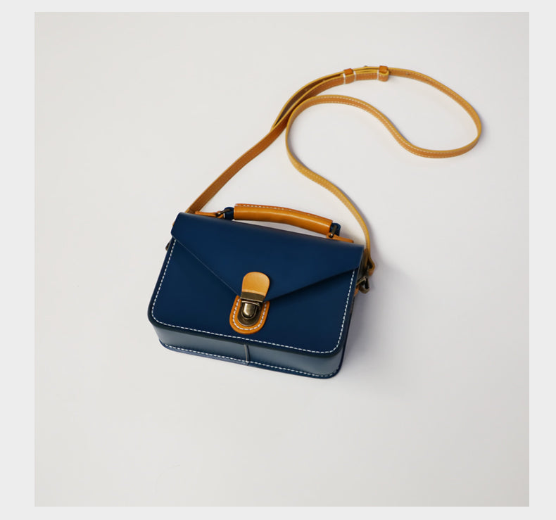 Handmade Womens Green Leather Cube Satchel Purse Womens School Shoulder Bag for Ladies