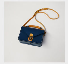 Handmade Womens Green Leather Cube Satchel Purse Womens School Shoulder Bag for Ladies
