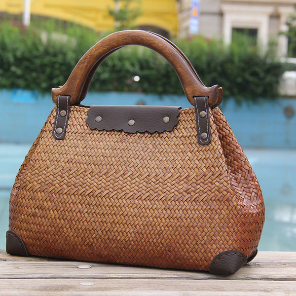 Red Vintage Leather Ladies Satchel Handbag Brown Shoulder Bag Purse for Women