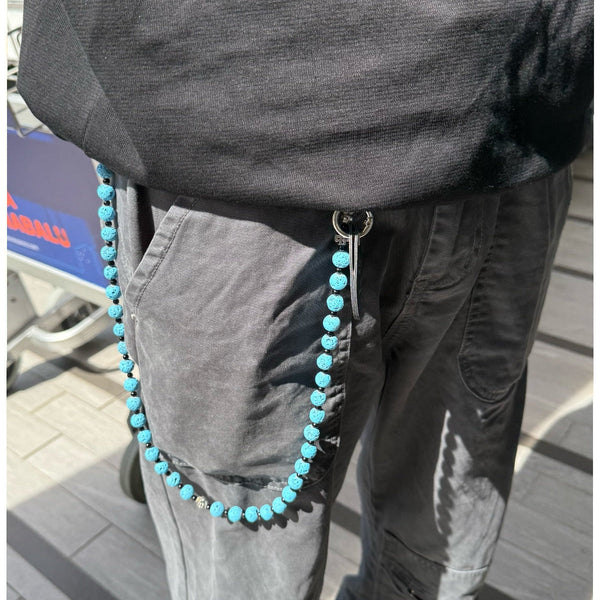 Beaded Wallet Chain Blue Lavastone Beaded Pants - Back View