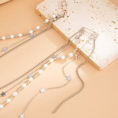 Pearl Wallet Chains Womens Triple Wallet Chain Star Beaded Wallet Chain for Women - iChainWallets