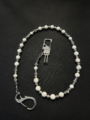 White Beaded Wallet Chain Turquoise Stone Bead Wallet Chain - iChainWallets