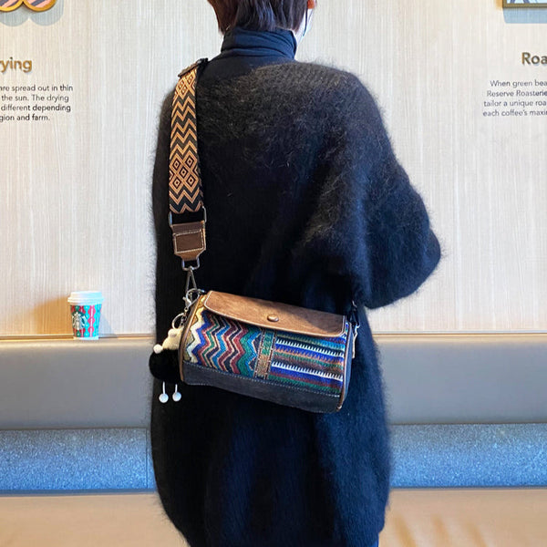 Canvas Small Boho Crossbody Bag Women Boho - Back View