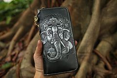 black Handmade leather Geneisha biker wallet 