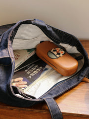 denim tote bags​ Women Blue Denim Shopper Tote Bag Denim Large Tote Shoulder Bag Handbag for Men