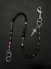 Black Turquoise Stone Bead Wallet Chain Beaded Wallet Chain - iChainWallets