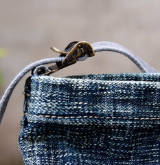 Blue Small Denim Crossbody Bag for Men Small Messnger Bag Womens Jeans Shoulder Bag - Feltify