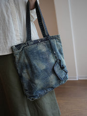 Large Denim Tote Denim Shoulder Bags Blue Jean Shoulder Bag Large Jean Tote Bag - Feltify