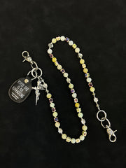 Yellow Ball Pants Chain Ball Wallet Chain Stone Beaded Wallet Chain Cross Bead Wallet Chain - iChainWallets
