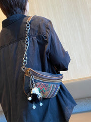 Boho Sling Bag Boho Crossbody Bag Embroidery Canvas Small Waist Bag Boho Shoulder Bag - Feltify