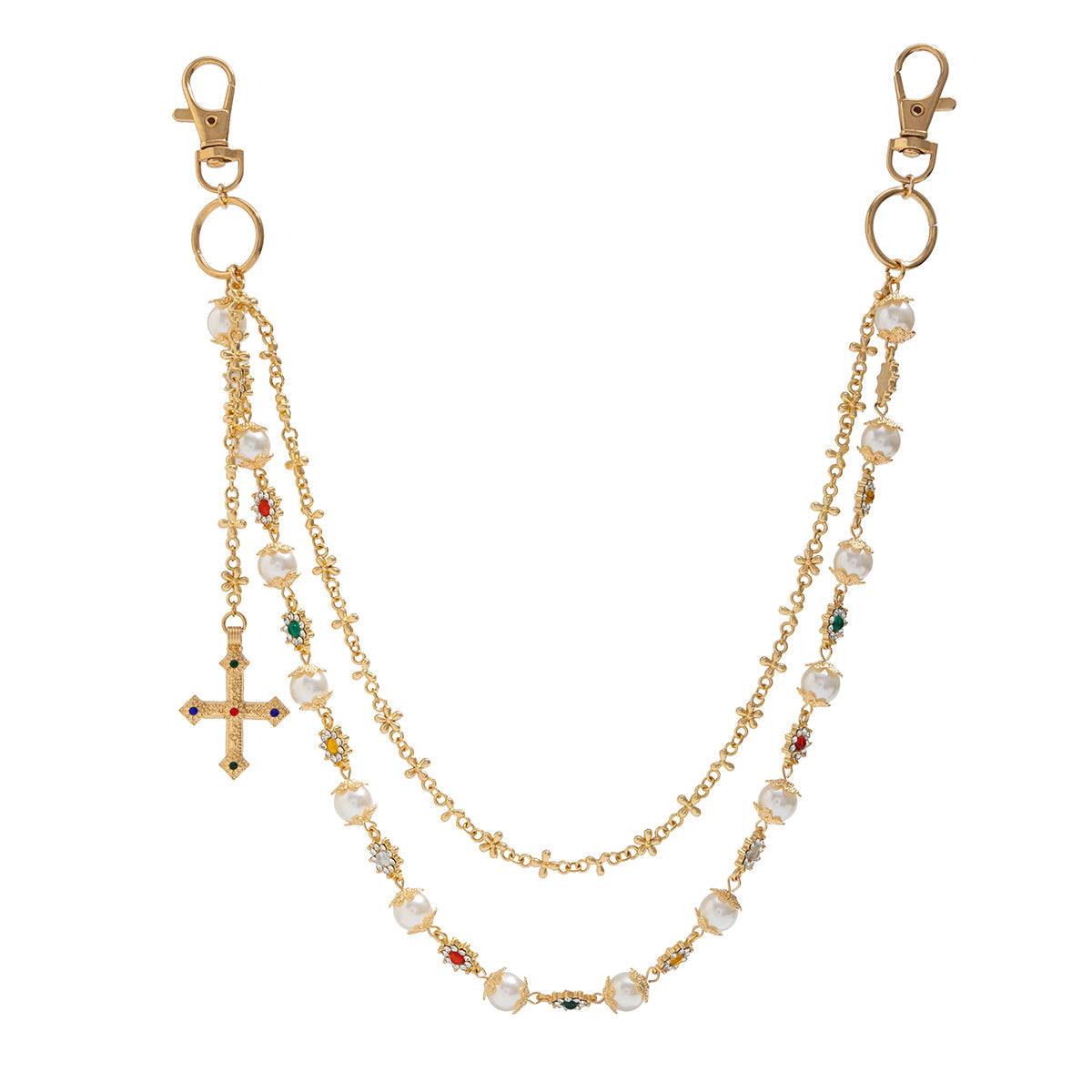 Gold Wallet Chain Womens Wallet Chain with Cross - iChainWallets