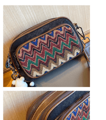 Boho Embroidery Canvas Small Crossbody Bag Bohemian Canvas Small Shoulder Bag - Feltify