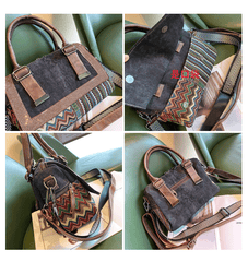 Boho Handbag Boho Crossbody Bag Black Gray Canvas Ladies Handbags Canvas Boho Shoulder Bag - Feltify