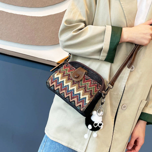 Bohemian Canvas Small Shoulder Bag Canvas Boho Embroidery Canvas Crossbody Bag - Feltify