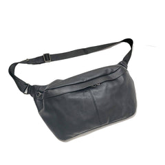 Black Leather Large Sling Backpack - Detail