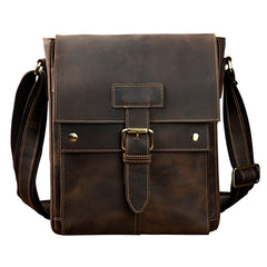 Cool Mens Leather Vintage Small Side Bag Small Messenger bag Shoulder bag For Men