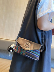 Bohemian Style Denim Clutch Purse Denim Chain Shoulder Bag Embroidery Jean Bag - Feltify