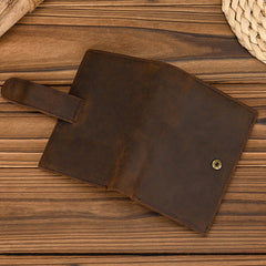 Dark Brown Leather Vertical Wallet with Buckle Mens Wallets Leather Vertical Bifold Wallet - iwalletsmen