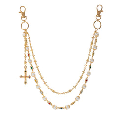 Gold Wallet Chain Womens Wallet Chain with Cross - iChainWallets