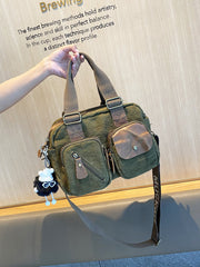 Green Canvas Women's Handbags Canvas Leather Handbags Shoulder Bag Crossbody Bag - Feltify