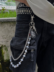 Cross Double Wallet Chain Cube Beaded Pants Chain Double Pants Chain - iChainWallets