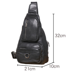 Black Leather Sling Bag For Men Leather Sling Pack Black Mens Sling Pack - EverHandmade