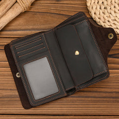 Mens Wallet With Lots of Card Slots Leather Vertical Wallet with Buckle with Coin Pocket - iwalletsmen