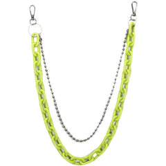 Cute Fluorescent Color Jeans Chain Silver Double Layers Resin Light Wallet Chains Panties Chain For Men