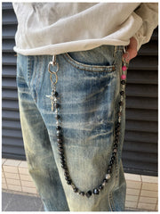 Black Turquoise Stone Bead Wallet Chain Beaded Wallet Chain - iChainWallets