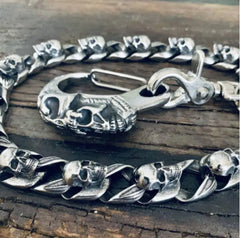 Silver Mens Skull Wallet Chain Cool Skull Wallet Chains Badass Skull Pants Chains For Men