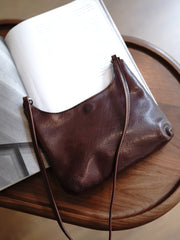 Vintage Brown Womens Small Saddle Shoulder Bag Small Side Bag Crossbody Purse for Ladies