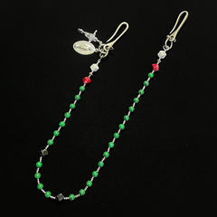 Beaded Wallet Chain Green Stone Long Bead Wallet Chain for Women - iChainWallets