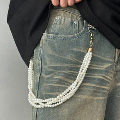 Quadruple Beaded Wallet Chain Mens Ball Wallet Chain - iChainWallets