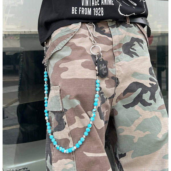 Blue Green Ball Wallet Chain Ball Pants - Back View