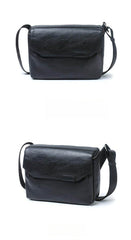 Black Leather Messenger Bag - Feature