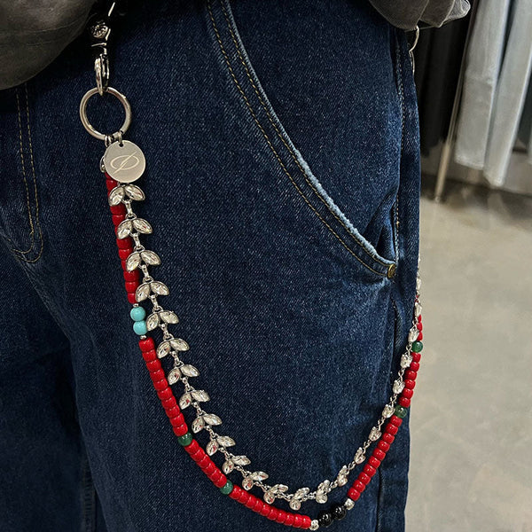 Red Ball Wallet Chain Double Wallet Chain - Back View