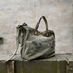 Army Green Tote Handbag Canvas Tote Bag Green Distressed Canvas Tote Shoulder Bag - Feltify