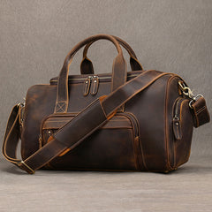 16L Mens Leather Weekend Bag Large Leather Duffle Bag  Vintage Leather Duffle Bag for Men 