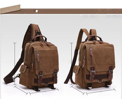 Army Green Sling Bag for Big Man –  Convertible Canvas Large Sling Backpack – Large Canvas Sling Bag for Big Guys