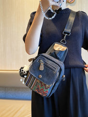 Canvas Embroidery Boho Crossbody Bag Womens Boho Sling Bag Canvas Crossbody Backpack - Feltify