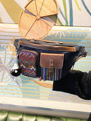 Canvas Boho Sling Bag Womens Crossbody Backpack Canvas Boho Embroidery Waist Bag - Feltify