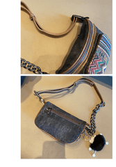 Boho Sling Bag Boho Crossbody Bag Embroidery Canvas Small Waist Bag Boho Shoulder Bag - Feltify