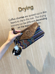 Bohemian Style Denim Clutch Purse Denim Chain Shoulder Bag Embroidery Jean Bag - Feltify