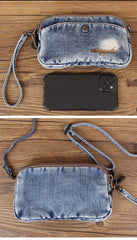 Denim Wristlet Bag Denim Small Phone Bag Blue Small Jean Shoulder Bag Jean Mini Crossbody Bag - Feltify